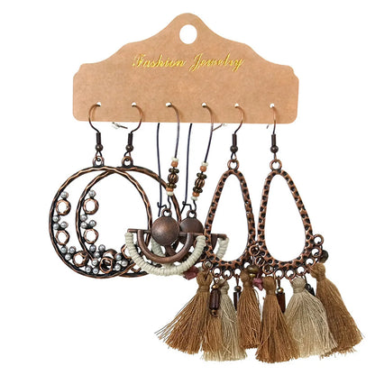 1 Set Bohemian Tassel Flower Plating Alloy Drop Earrings