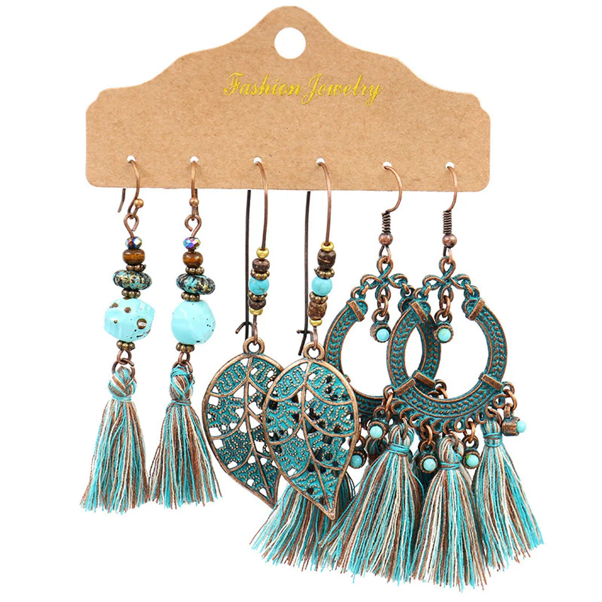 1 Set Bohemian Tassel Flower Plating Alloy Drop Earrings