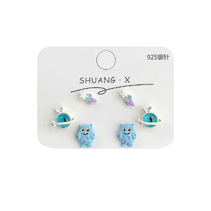 1 Set Cartoon Style Cartoon Character Enamel Alloy Ear Studs