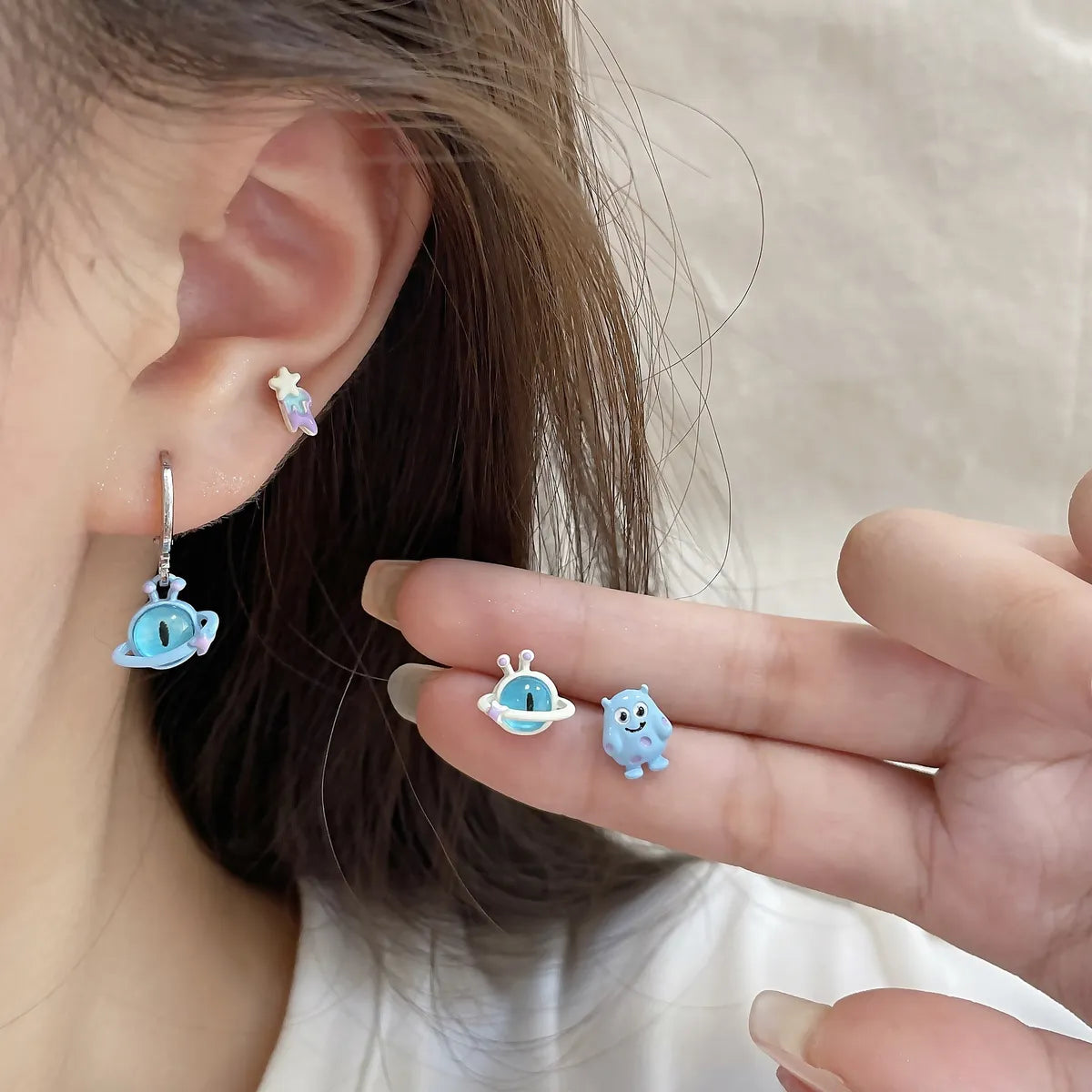 1 Set Cartoon Style Cartoon Character Enamel Alloy Ear Studs