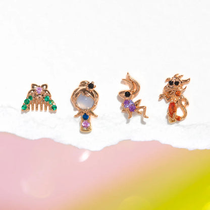 1 Set Cartoon Style Cartoon Character Plating Inlay Brass Zircon 18k Gold Plated Ear Studs