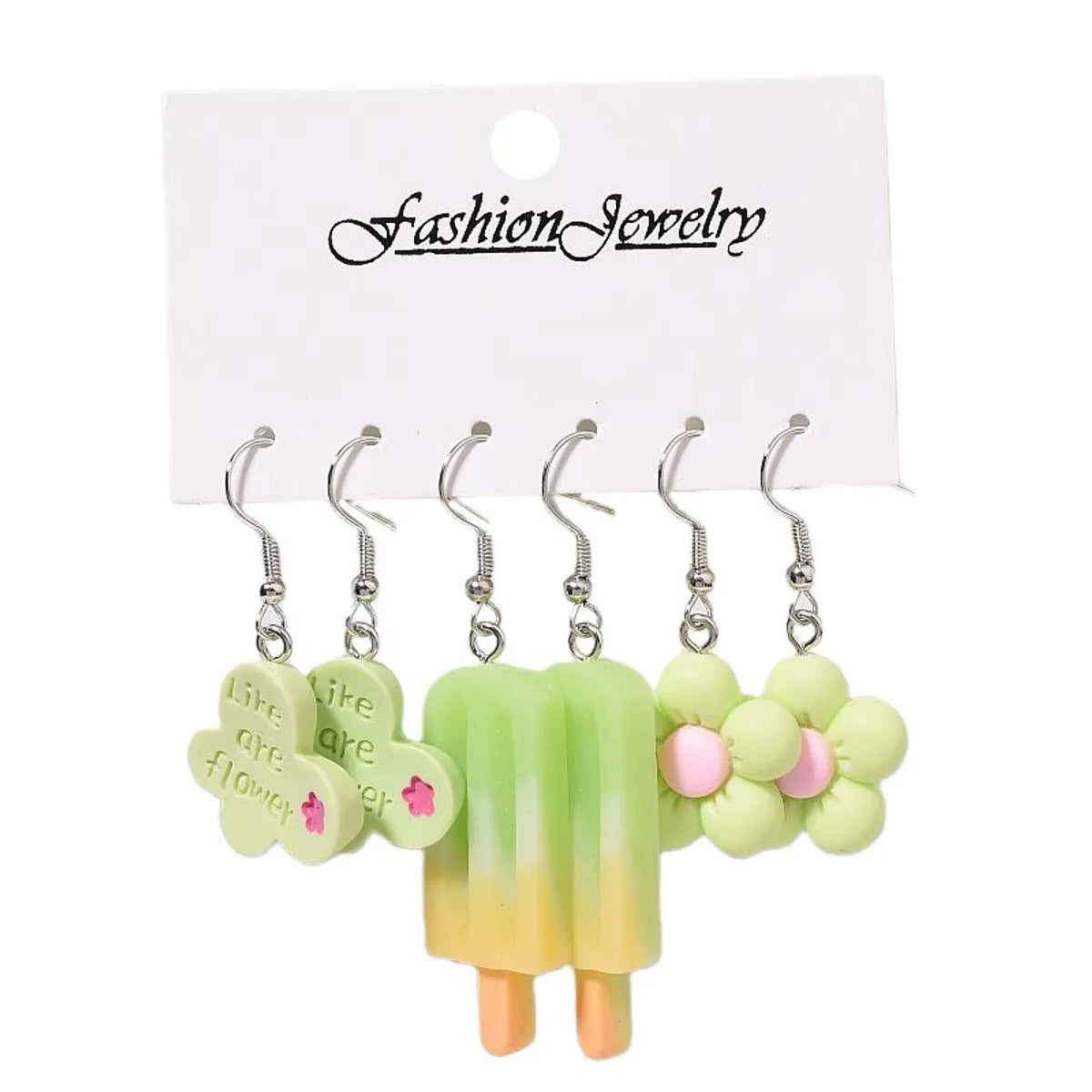 1 Set Cartoon Style Cute Cup Heart Shape Flower Arylic Resin Drop Earrings