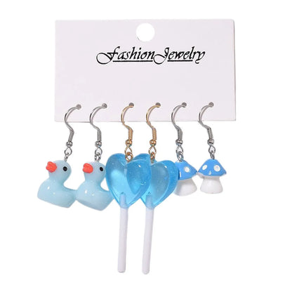 1 Set Cartoon Style Cute Cup Heart Shape Flower Arylic Resin Drop Earrings