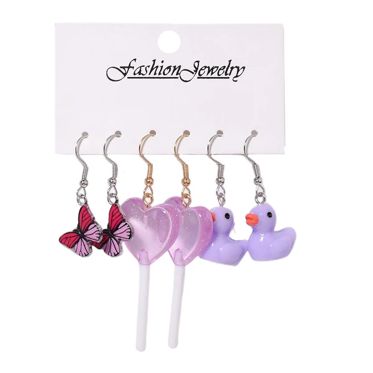 1 Set Cartoon Style Cute Cup Heart Shape Flower Arylic Resin Drop Earrings