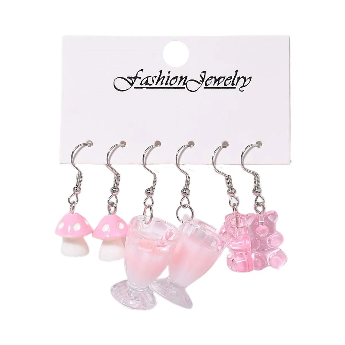 1 Set Cartoon Style Cute Cup Heart Shape Flower Arylic Resin Drop Earrings