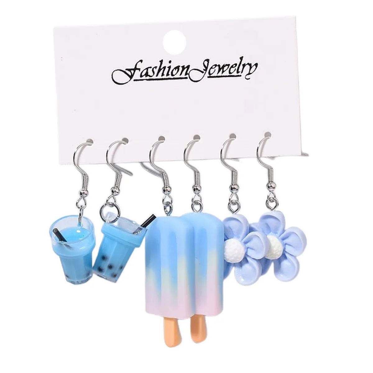 1 Set Cartoon Style Cute Cup Heart Shape Flower Arylic Resin Drop Earrings