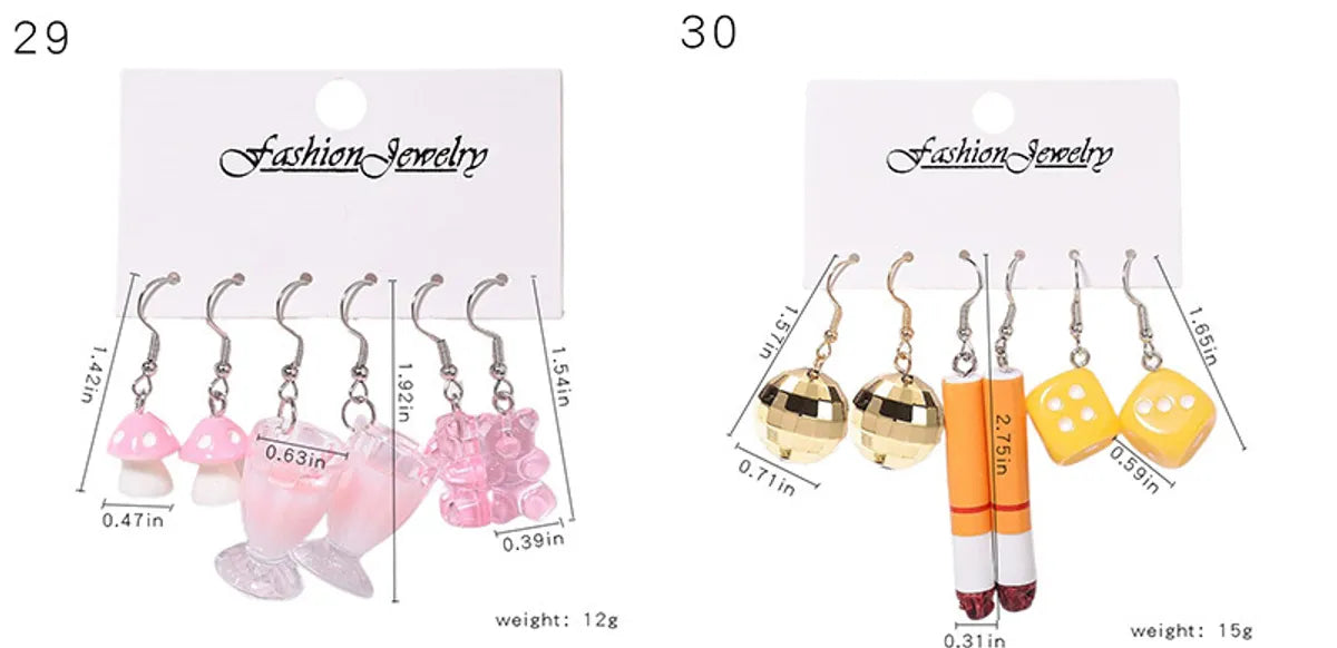 1 Set Cartoon Style Cute Cup Heart Shape Flower Arylic Resin Drop Earrings