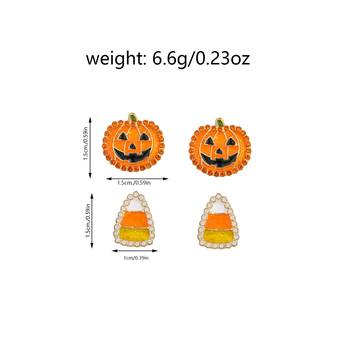 1 Set Cartoon Style Funny Pumpkin Bat Skull Alloy Ear Studs