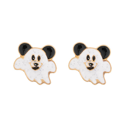 1 Set Cartoon Style Funny Pumpkin Bat Skull Alloy Ear Studs