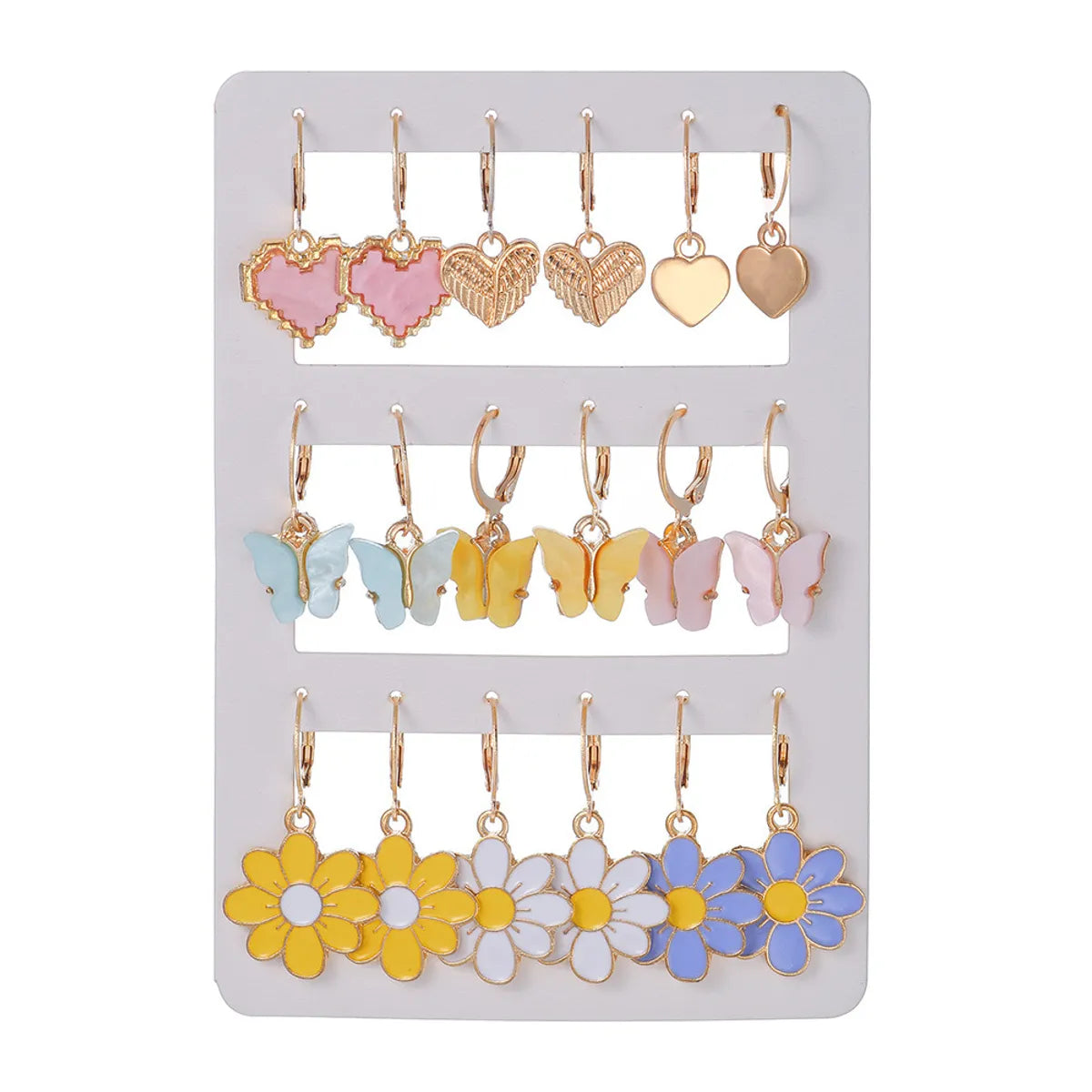 1 Set Cartoon Style Heart Shape Enamel Alloy Drop Earrings