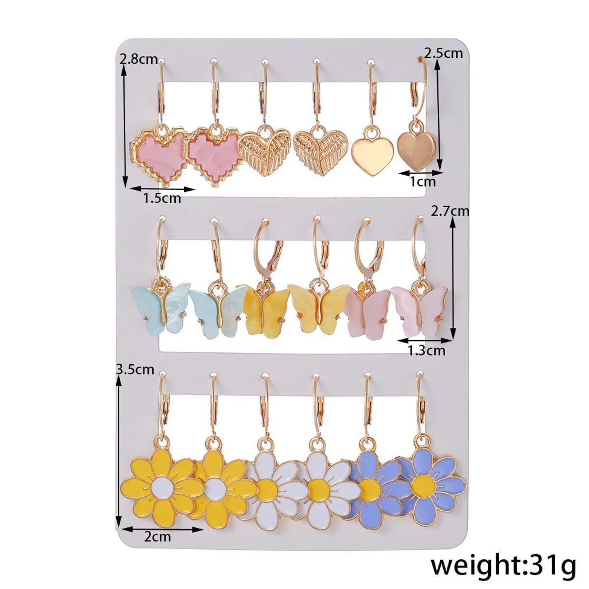 1 Set Cartoon Style Heart Shape Enamel Alloy Drop Earrings