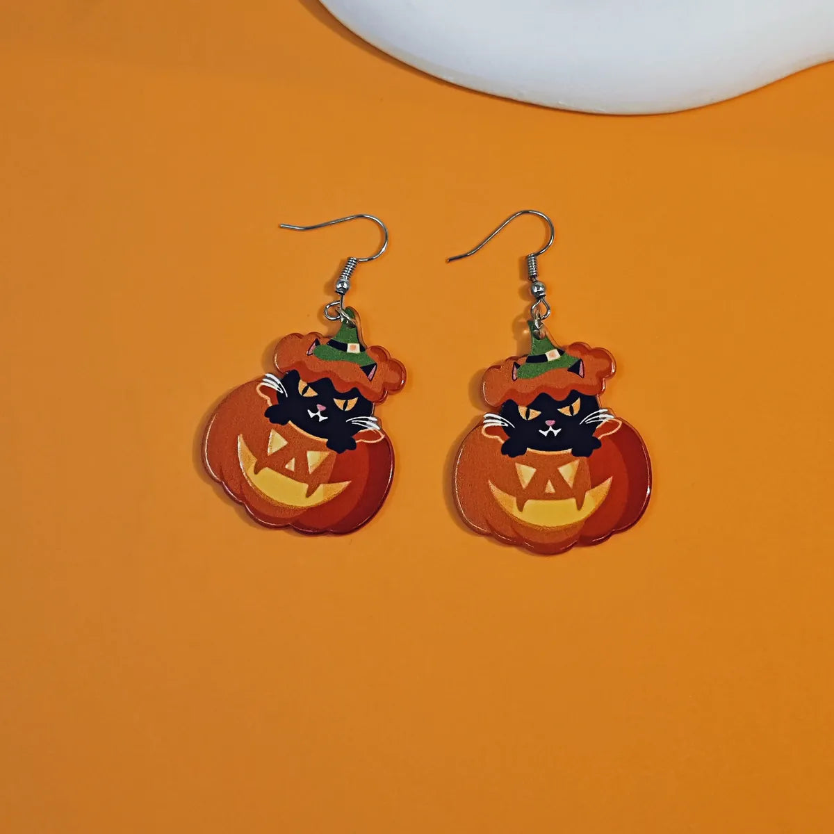 1 Set Cartoon Style Pumpkin Cat Ghost Enamel Alloy Ear Hook