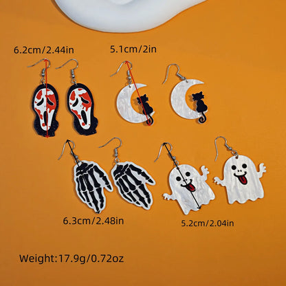 1 Set Cartoon Style Pumpkin Cat Ghost Enamel Alloy Ear Hook