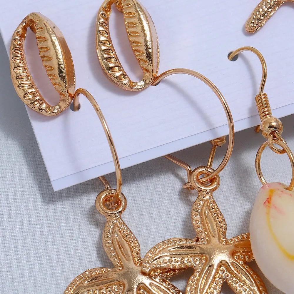 1 Set Casual Beach Simple Style Starfish Conch Shell Alloy Drop Earrings