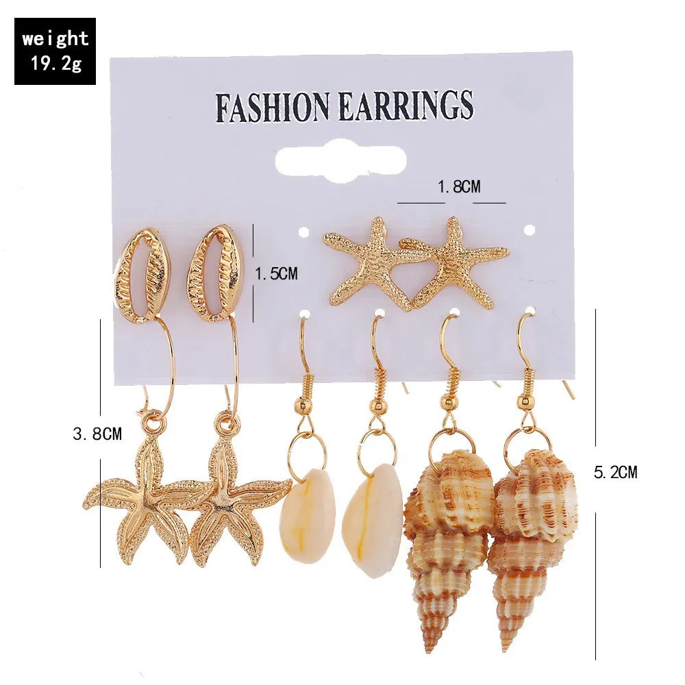 1 Set Casual Beach Simple Style Starfish Conch Shell Alloy Drop Earrings