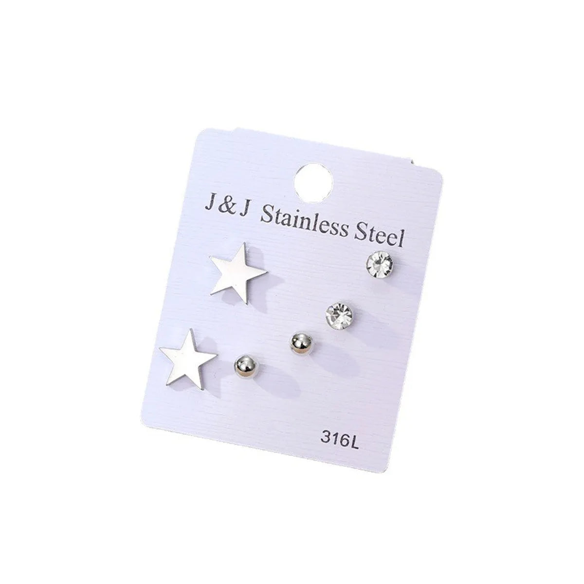 1 Set Casual Classic Style Pentagram Plating Inlay 201 Stainless Steel Rhinestone Iron Zircon Ear Studs