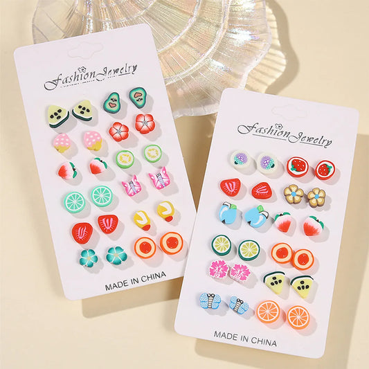 1 Set Casual Cute Simple Style Floral Strawberry Butterfly Plastic Resin Ear Studs