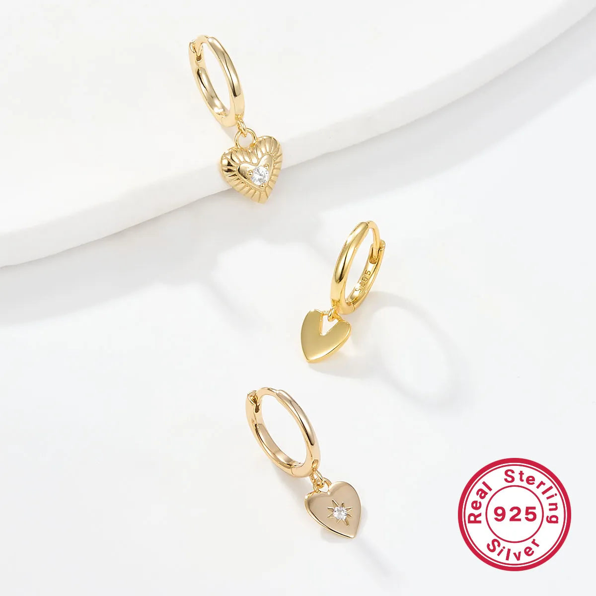 1 Set Casual Hawaiian Tropical Heart Shape Inlay Sterling Silver Zircon White Gold Plated Gold Plated Drop Earrings