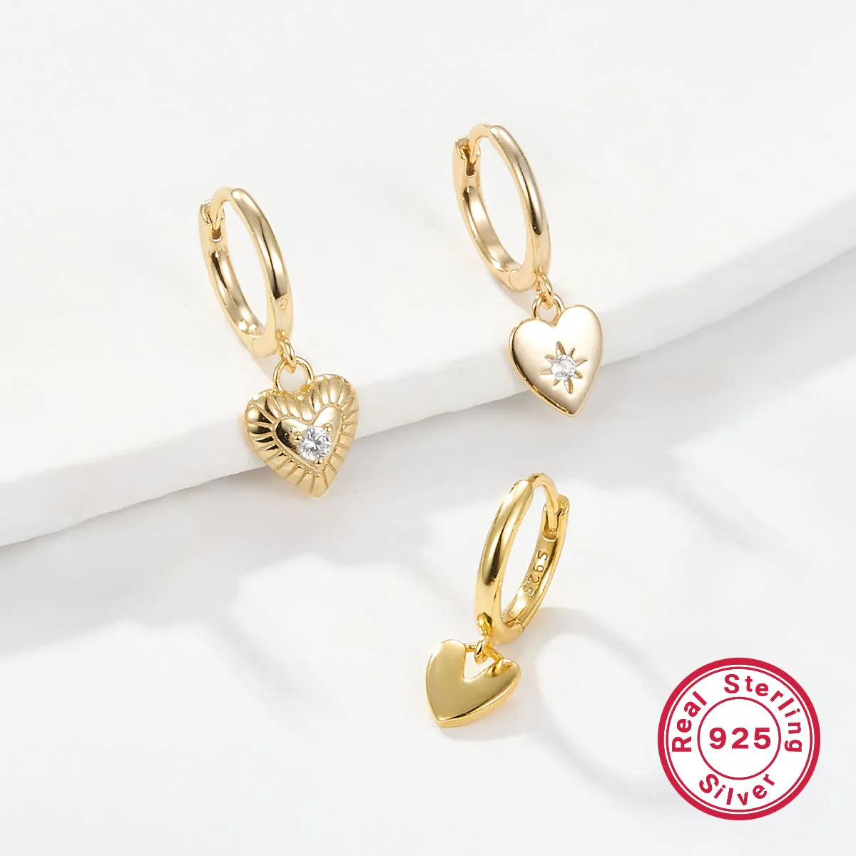 1 Set Casual Hawaiian Tropical Heart Shape Inlay Sterling Silver Zircon White Gold Plated Gold Plated Drop Earrings