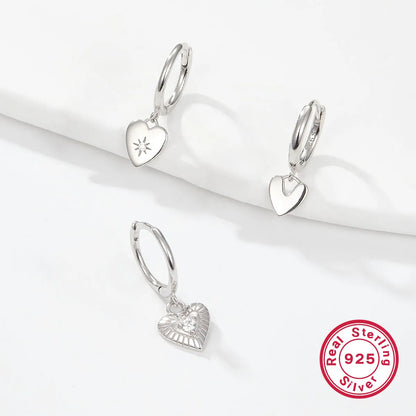 1 Set Casual Hawaiian Tropical Heart Shape Inlay Sterling Silver Zircon White Gold Plated Gold Plated Drop Earrings