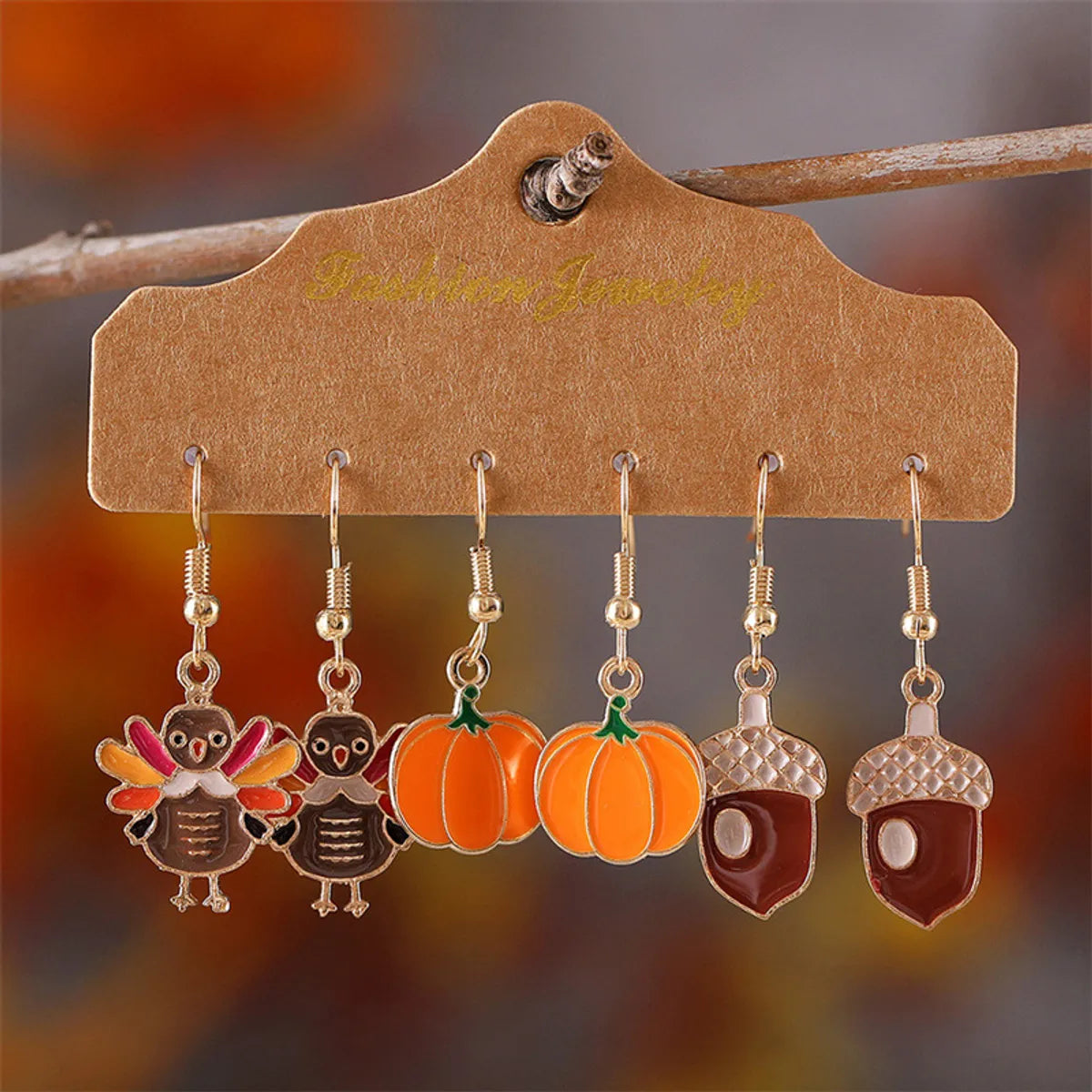 1 Set Casual Hawaiian Vacation Pumpkin Alloy Drop Earrings