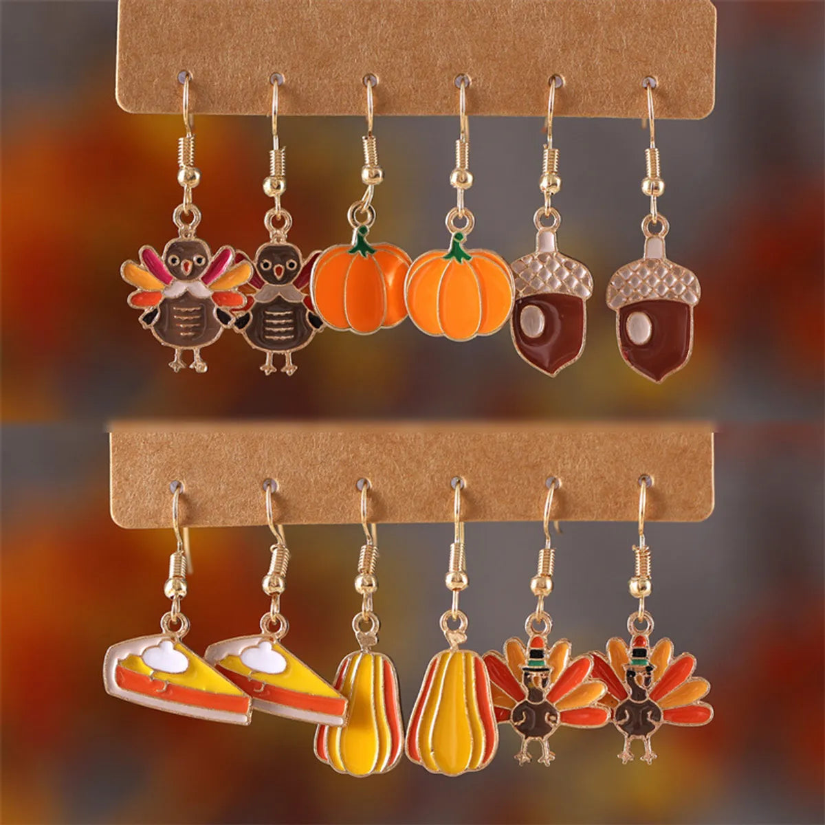 1 Set Casual Hawaiian Vacation Pumpkin Alloy Drop Earrings