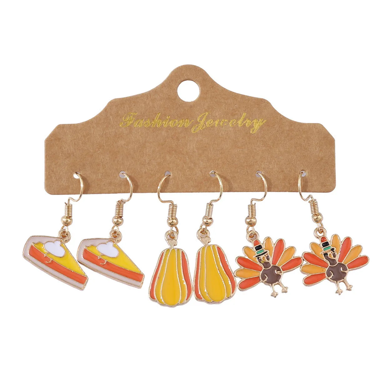 1 Set Casual Hawaiian Vacation Pumpkin Alloy Drop Earrings