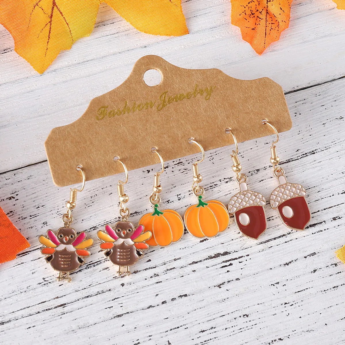 1 Set Casual Hawaiian Vacation Pumpkin Alloy Drop Earrings