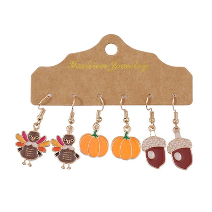 1 Set Casual Hawaiian Vacation Pumpkin Alloy Drop Earrings