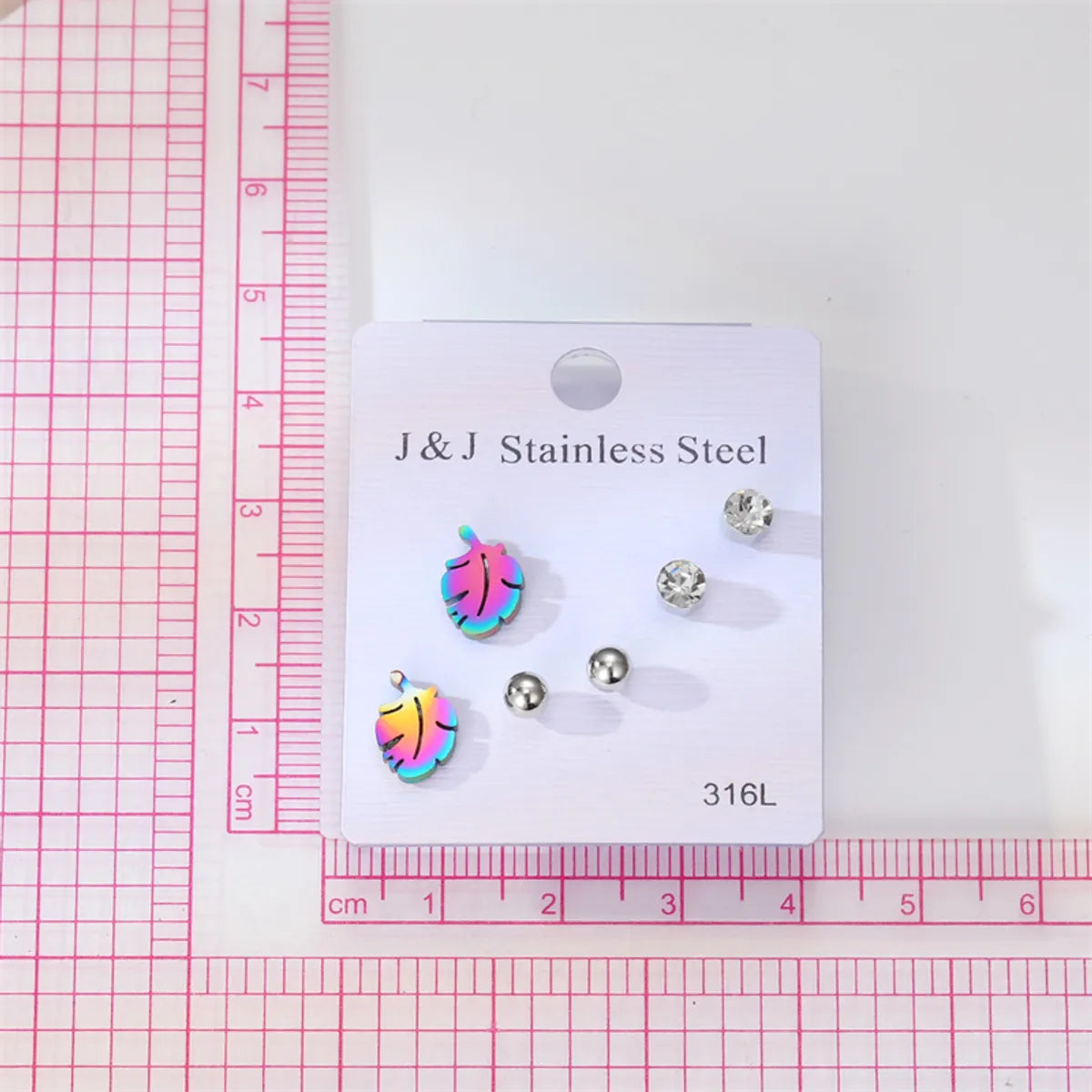 1 Set Casual Leaves Stainless Steel Plating Inlay Zircon Ear Studs