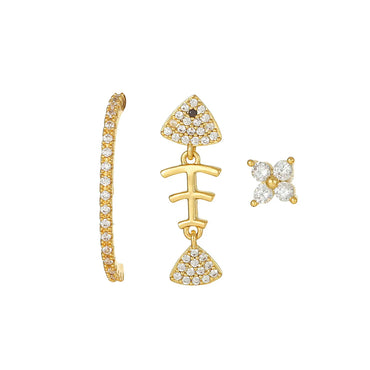 1 Set Casual Simple Style Animal Fish Plating Inlay Brass Zircon 18k Gold Plated Earrings