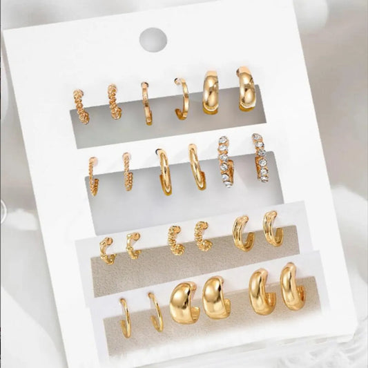 1 Set Casual Simple Style C Shape Inlay Alloy Rhinestones Ear Studs