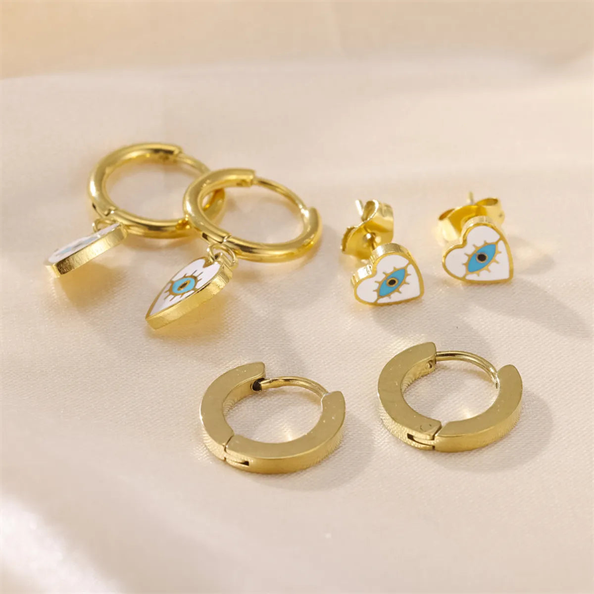 1 Set Casual Simple Style Devil's Eye Plating Stainless Steel 18k Gold Plated Earrings