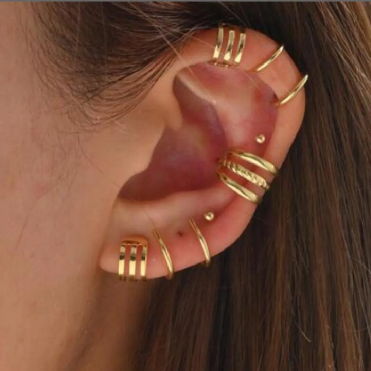 1 Set Casual Simple Style Geometric Plating Alloy Ear Cuffs Ear Studs