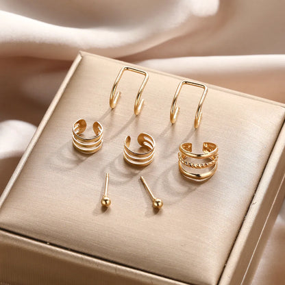 1 Set Casual Simple Style Geometric Plating Alloy Ear Cuffs Ear Studs