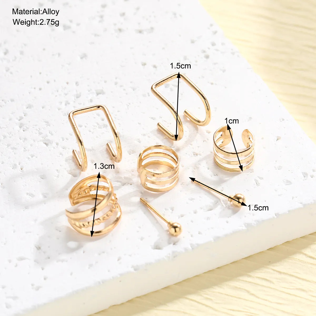 1 Set Casual Simple Style Geometric Plating Alloy Ear Cuffs Ear Studs