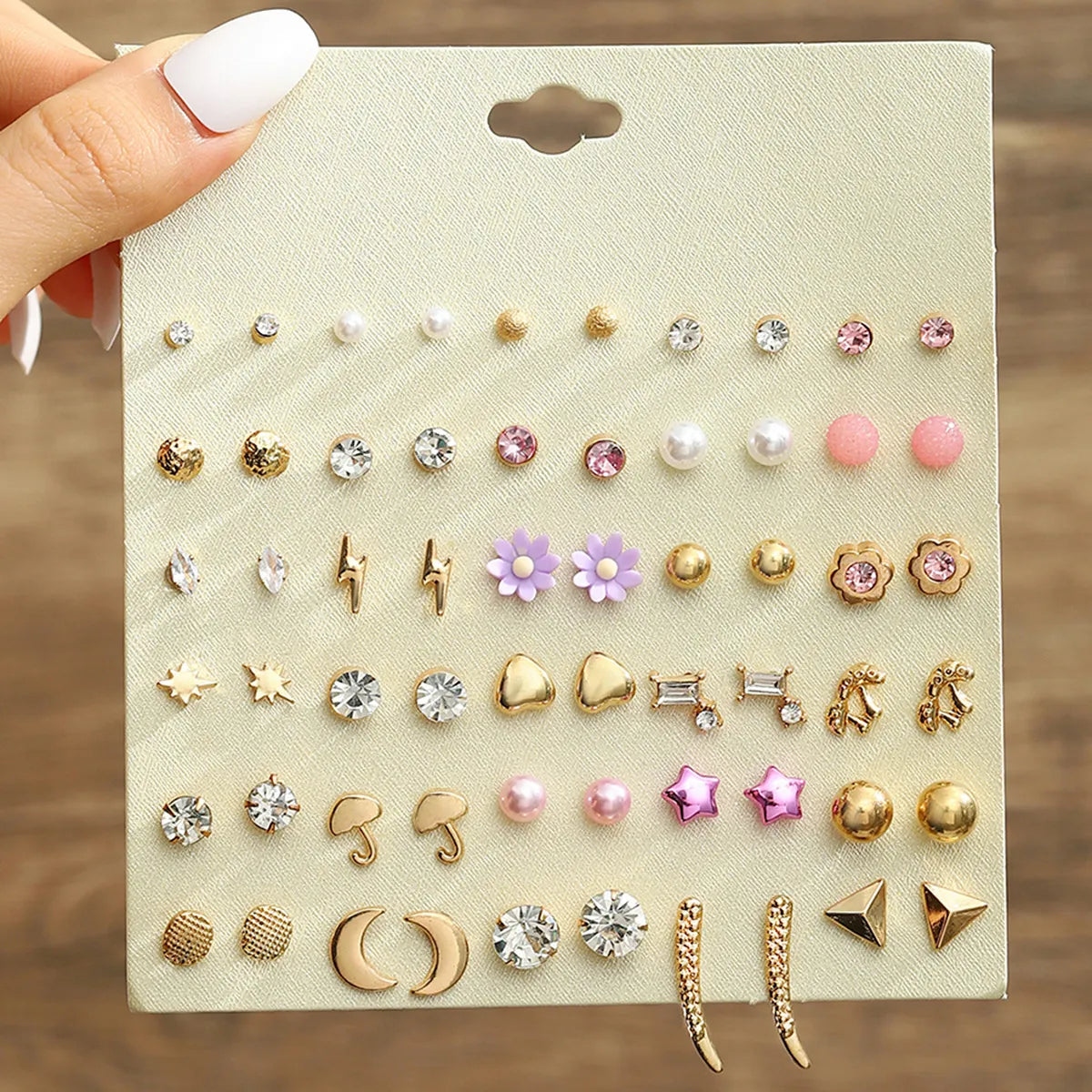 1 Set Casual Simple Style Heart Shape Flower Bow Knot Plating Alloy Ear Studs