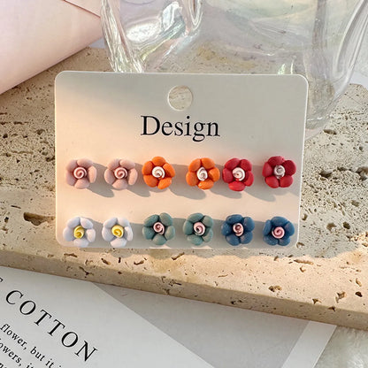 1 Set Casual Simple Style Heart Shape Flower Handmade Cloth Drop Earrings Ear Studs