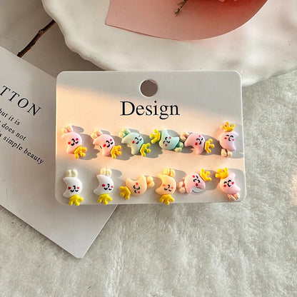 1 Set Casual Simple Style Heart Shape Flower Handmade Cloth Drop Earrings Ear Studs