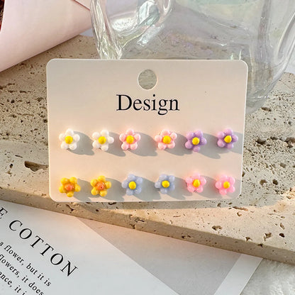 1 Set Casual Simple Style Heart Shape Flower Handmade Cloth Drop Earrings Ear Studs