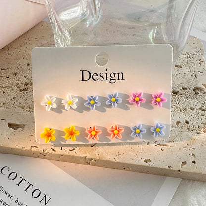 1 Set Casual Simple Style Heart Shape Flower Handmade Cloth Drop Earrings Ear Studs