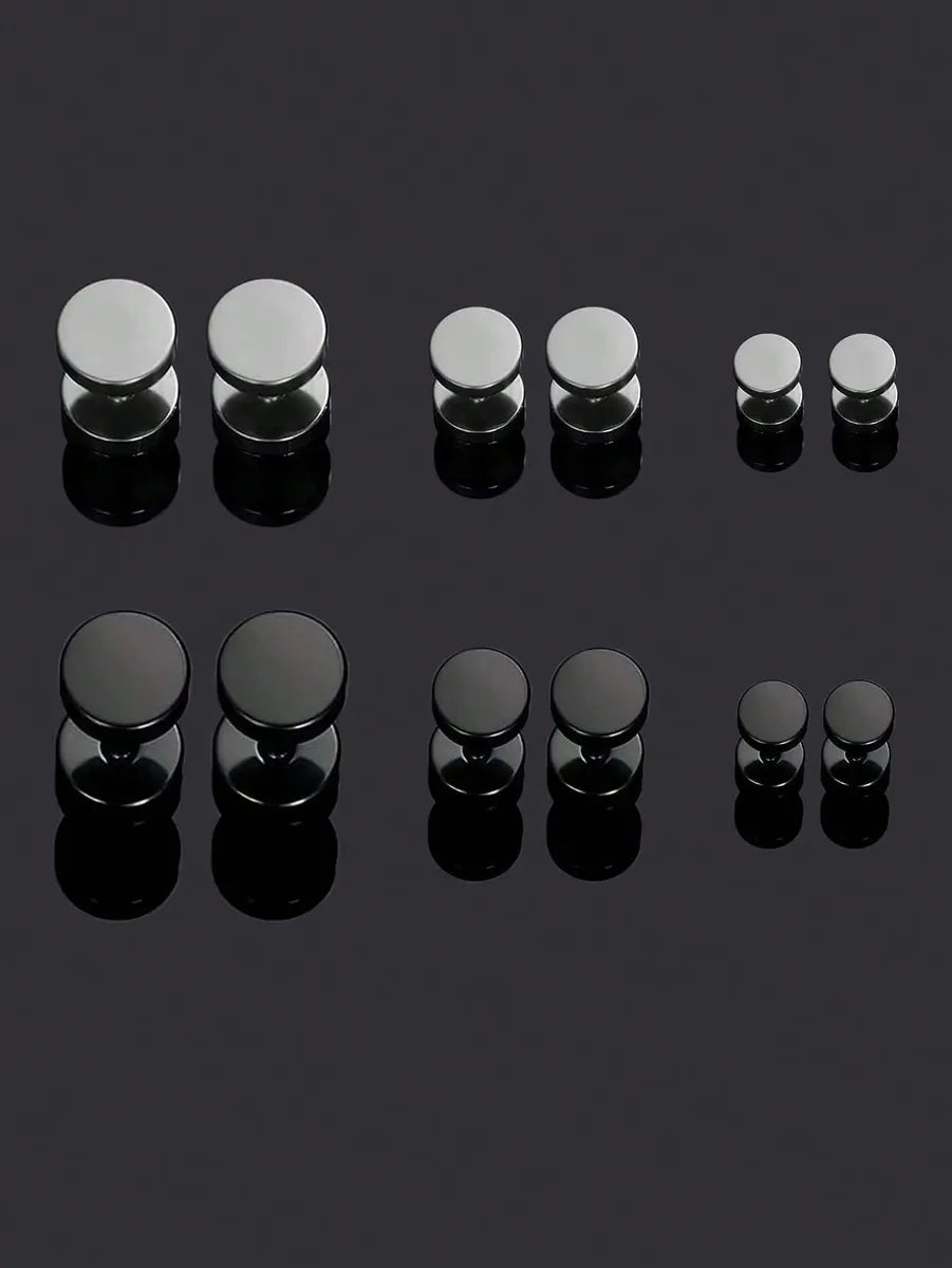 1 Set Casual Simple Style Round Solid Color Stainless Steel Ear Studs