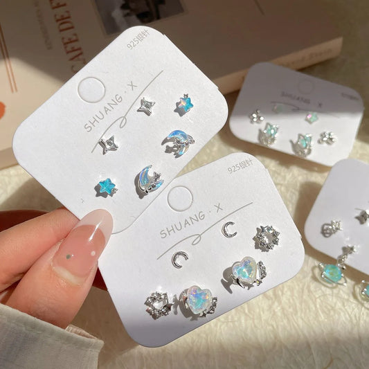 1 Set Casual Simple Style Star Moon Plating Alloy Resin Ear Studs