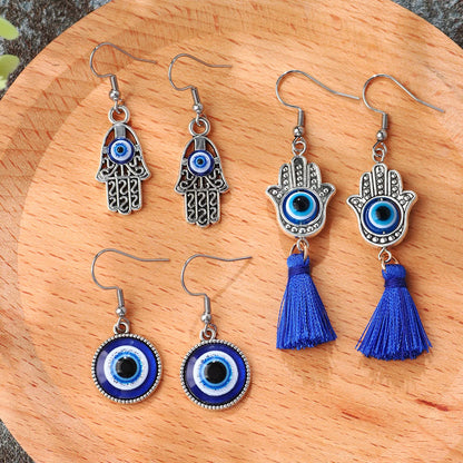 1 Set Casual Vintage Style Tropical Devil's Eye Eye Inlay Alloy Acrylic Glass Drop Earrings