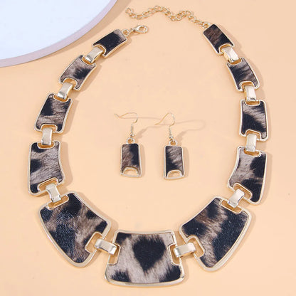 1 Set Classic Style Leopard Alloy Patch Women'S Earrings Necklace Jewelry Set