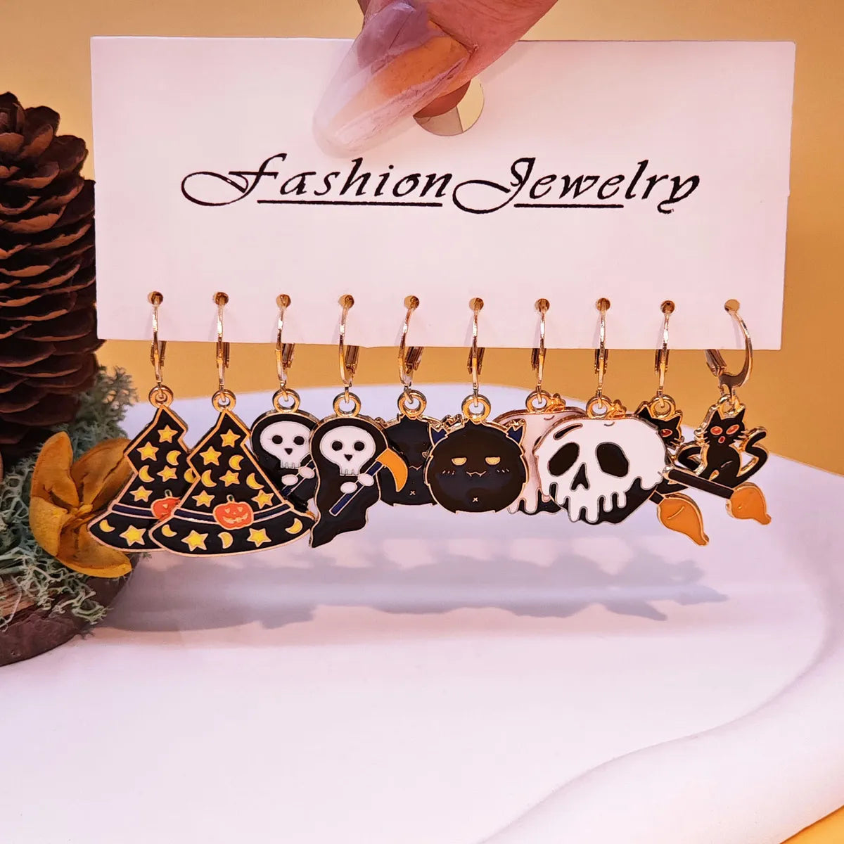 1 Set Classic Style Pumpkin Skull Alloy Drop Earrings