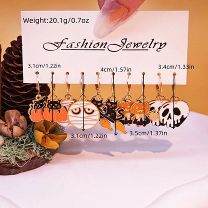 1 Set Classic Style Pumpkin Skull Alloy Drop Earrings