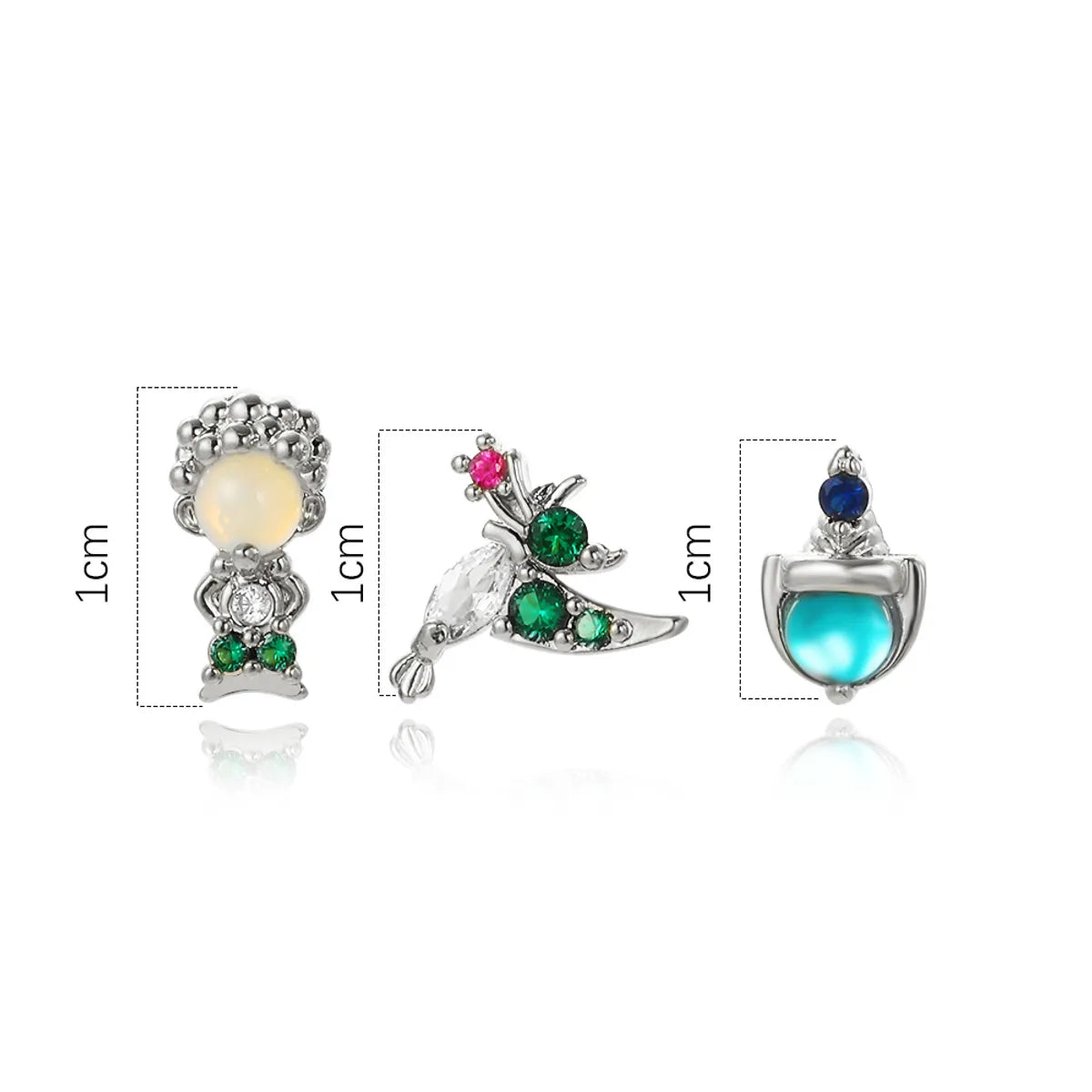 1 Set Cute Cartoon Character Plating Inlay Copper Zircon Ear Studs