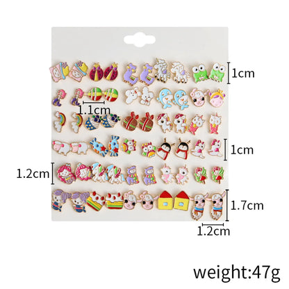 1 Set Cute Cartoon Plating Alloy Ear Studs