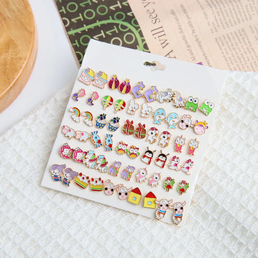 1 Set Cute Cartoon Plating Alloy Ear Studs